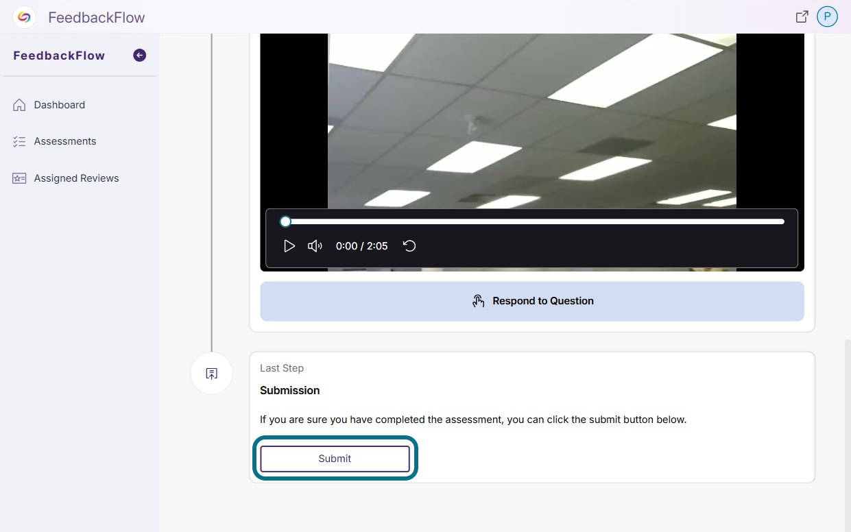 The submit button is located below the questions within the quiz. 