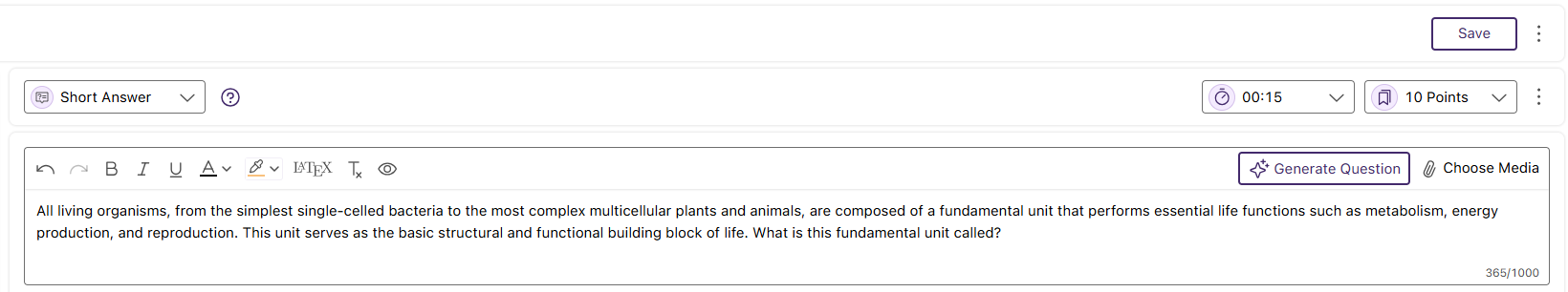 Engage short answer question