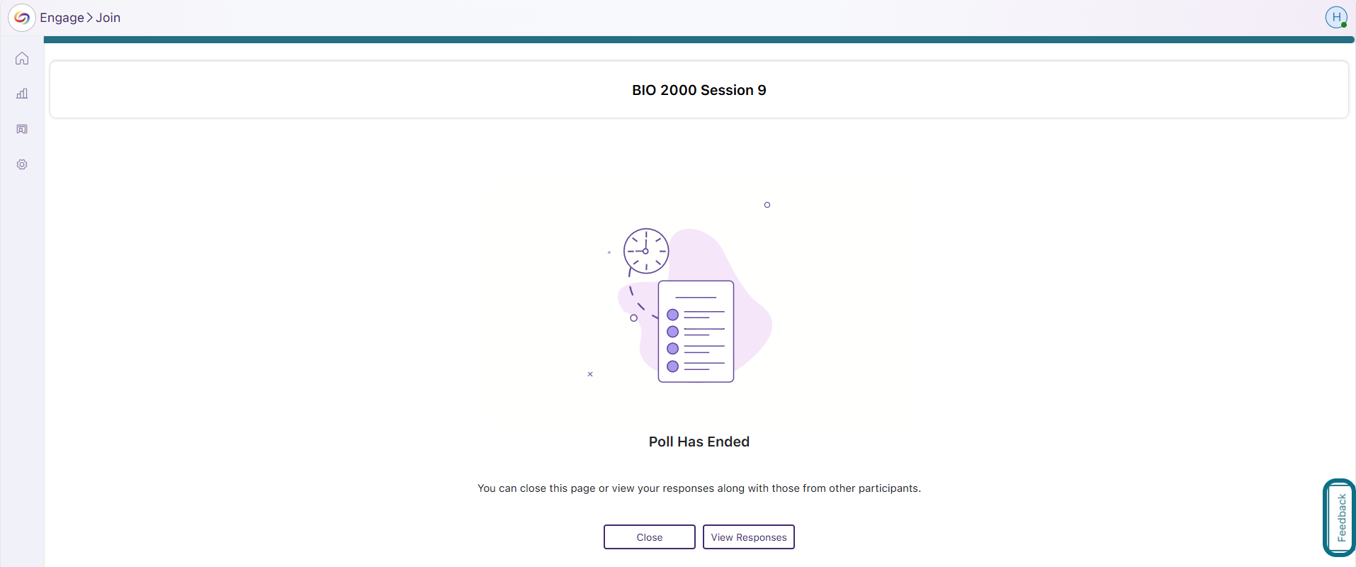 Engage providing feedback after completing the poll