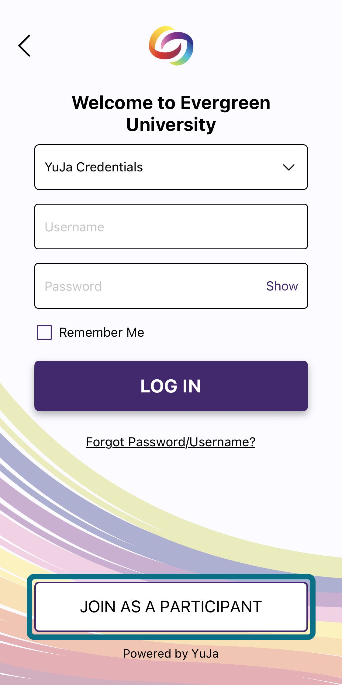 YuJa Engage app join as a participant