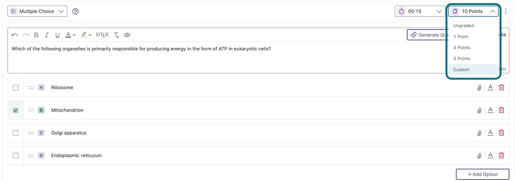 Engage points drop-down field