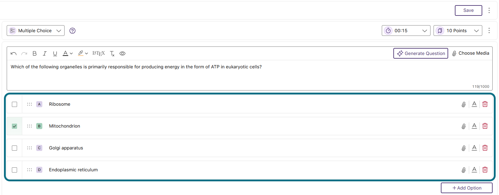 Engage answer options