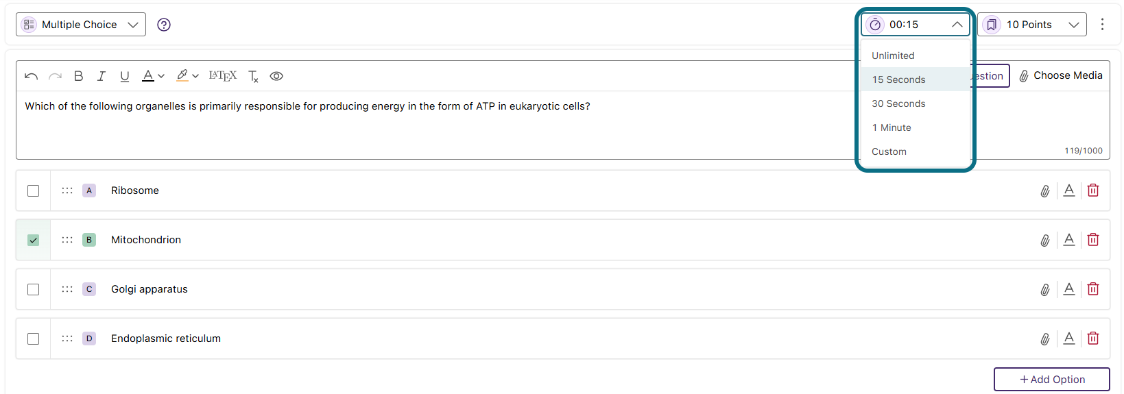 Engage time drop-down field