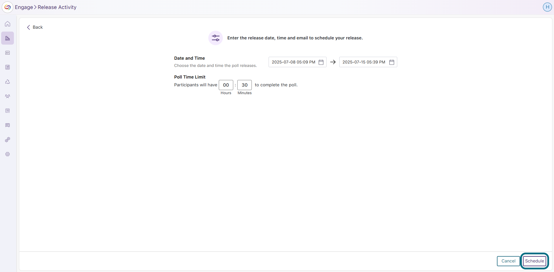 Engage Click Schedule