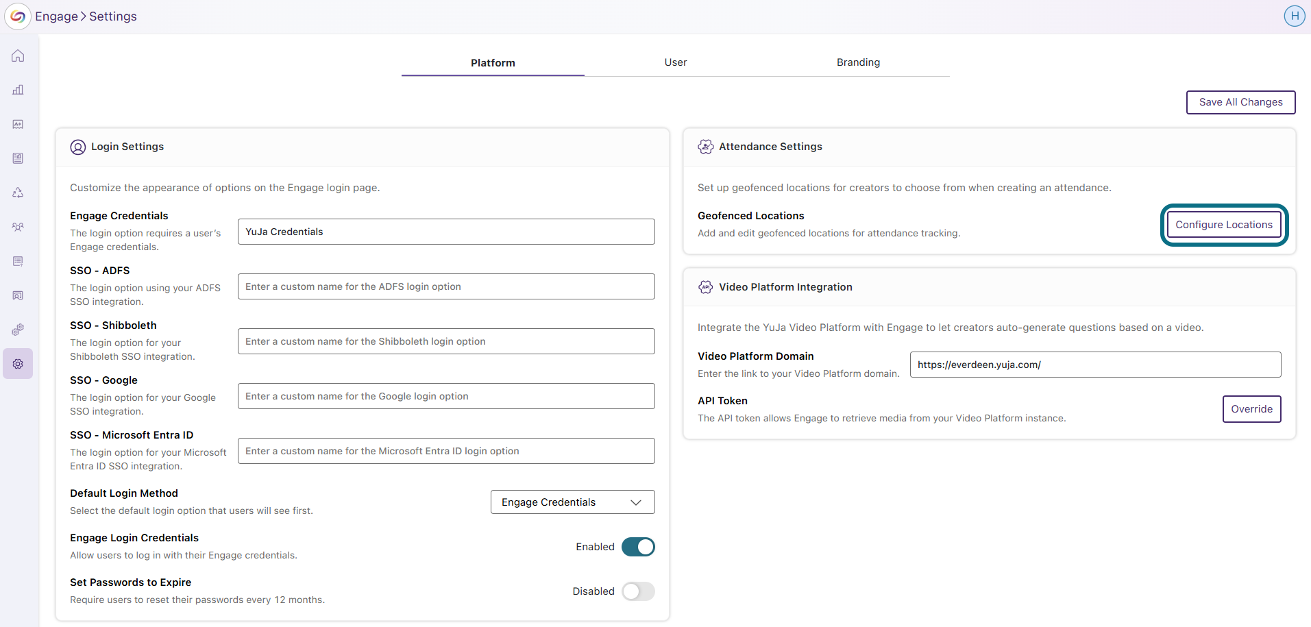 Engage Configure Locations