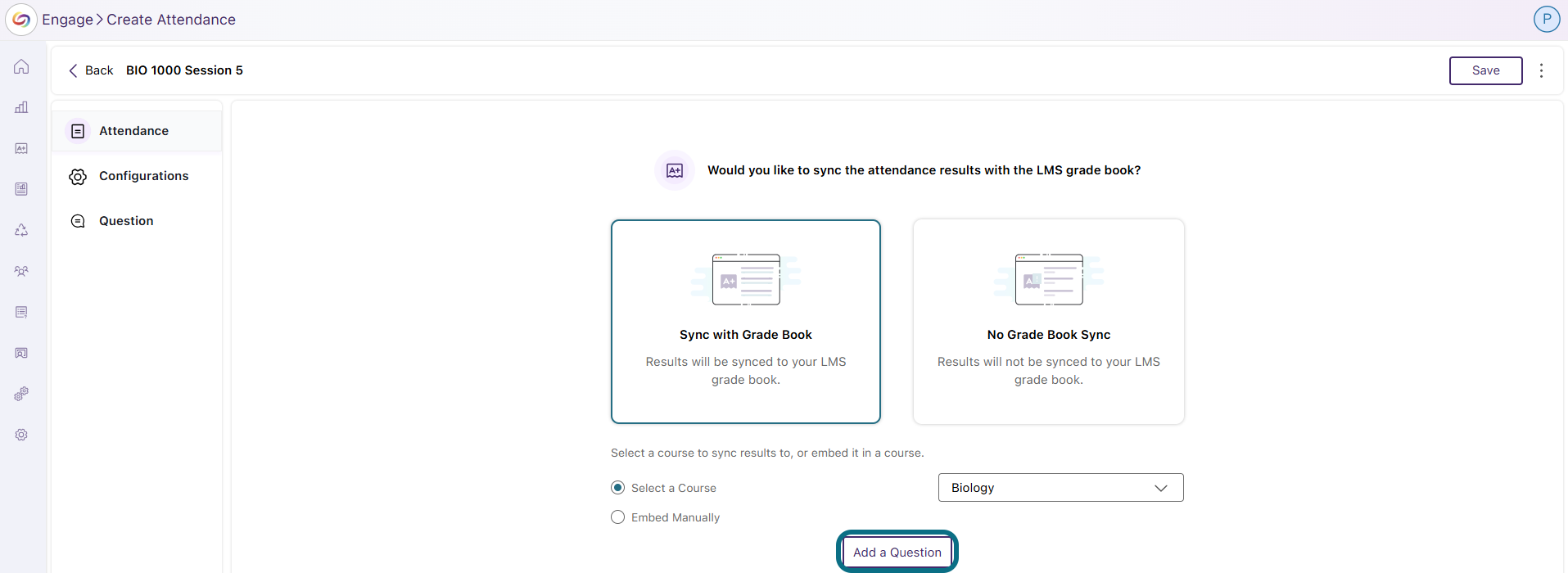 Engage Add a Question