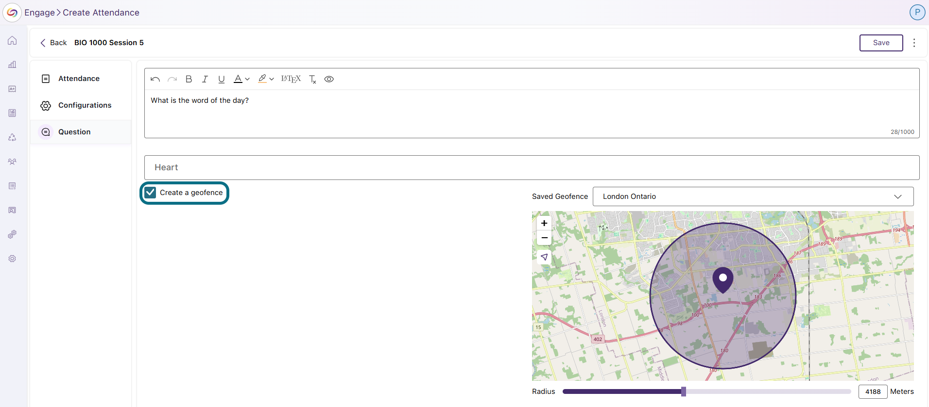 Engage Create a geofence