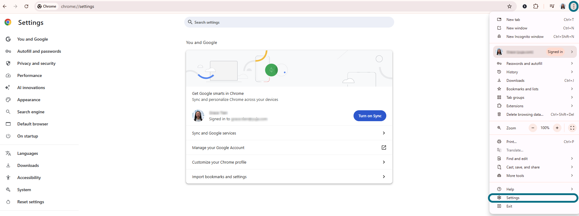 Chrome More button