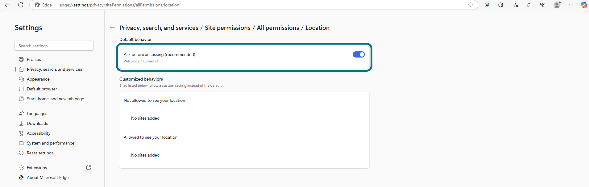 Edge toggle Ask before accessing