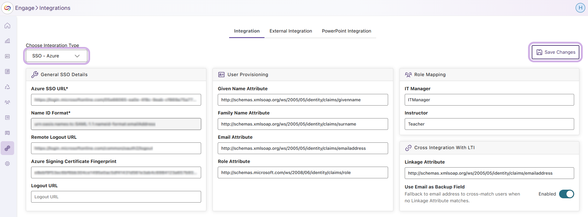 Engage saving Azure integration