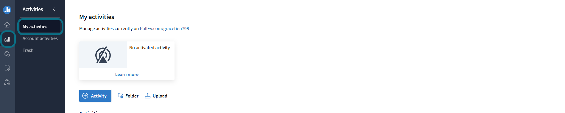 Poll Everywhere My activities page