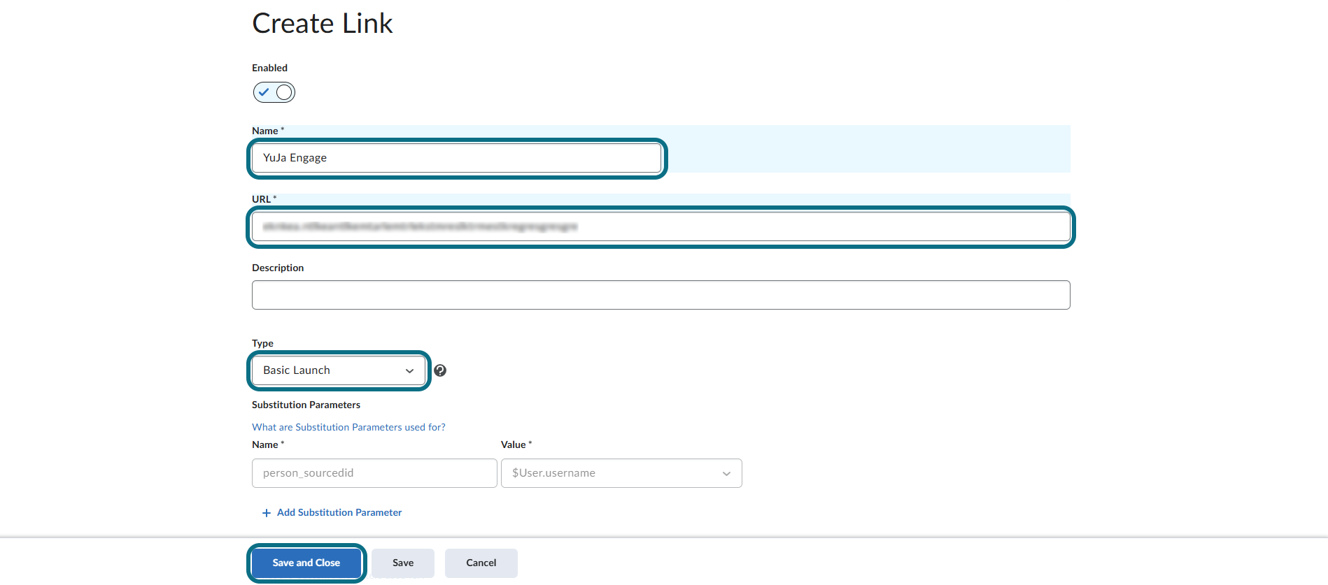 D2L Brightspace enter the link information
