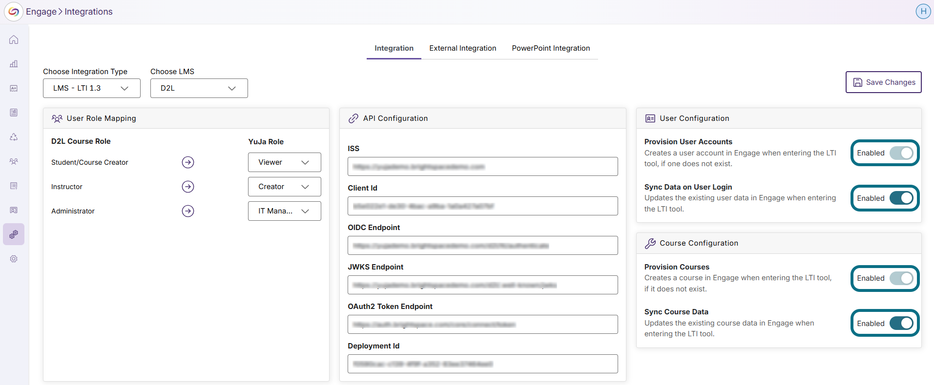 Engage User and Course Configuration