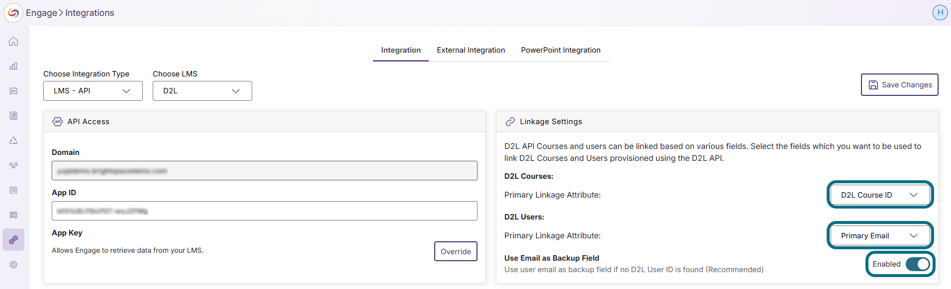 Engage adjust Linkage Settings