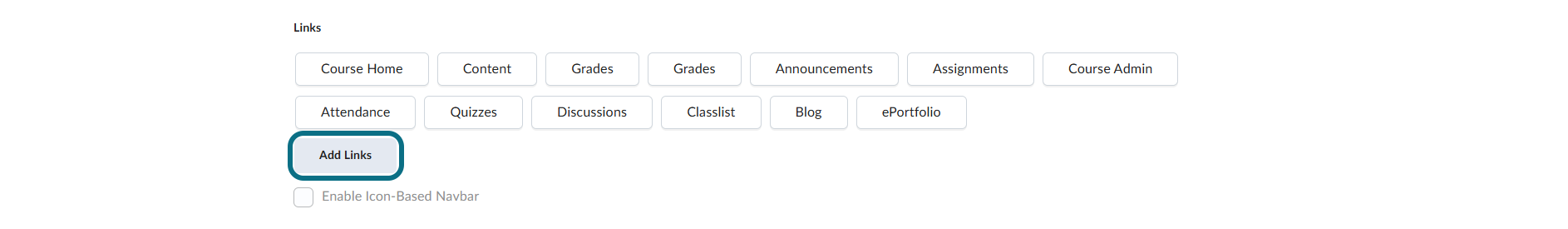 D2L Brightspace add navbar links