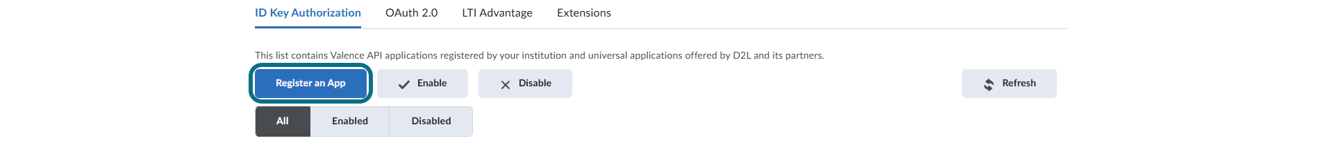 D2L Brightspace Register an App