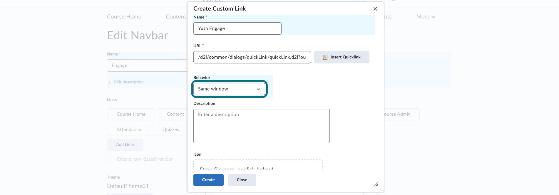 D2L Brightspace edit Behavior