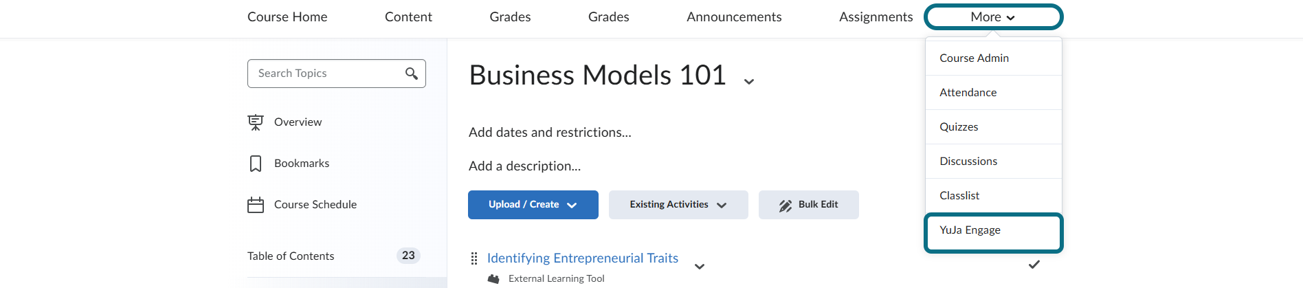 D2L Brightspace add YuJa Engage