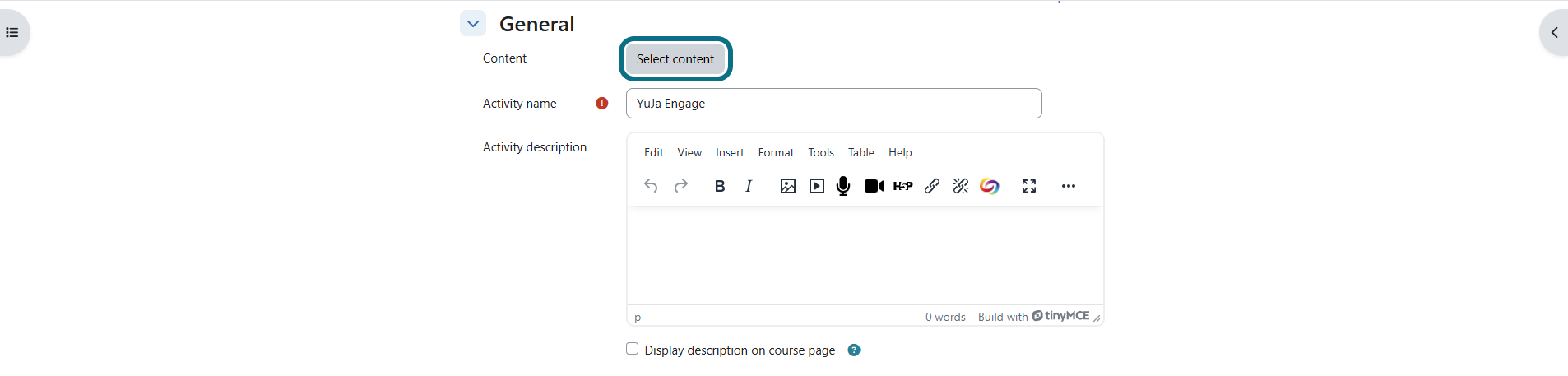 Moodle select content