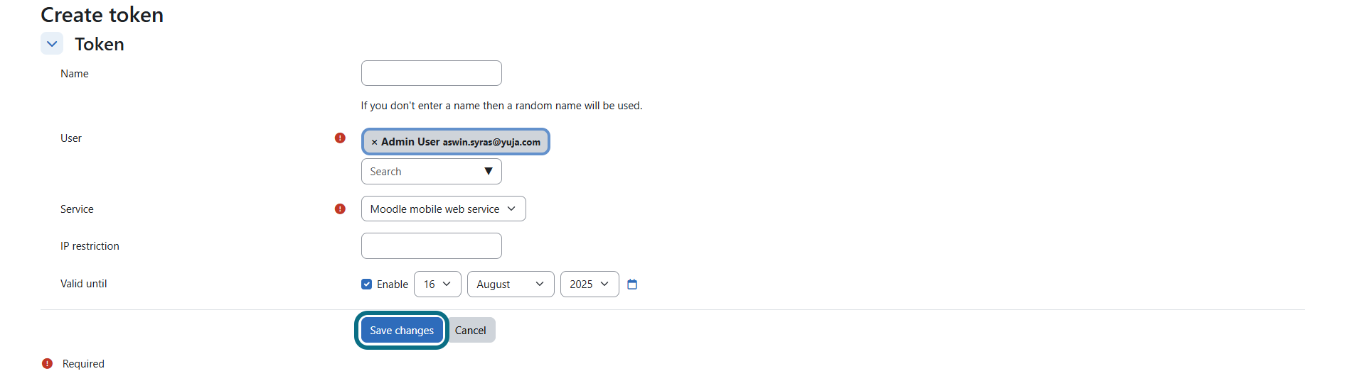 Moodle save service changes