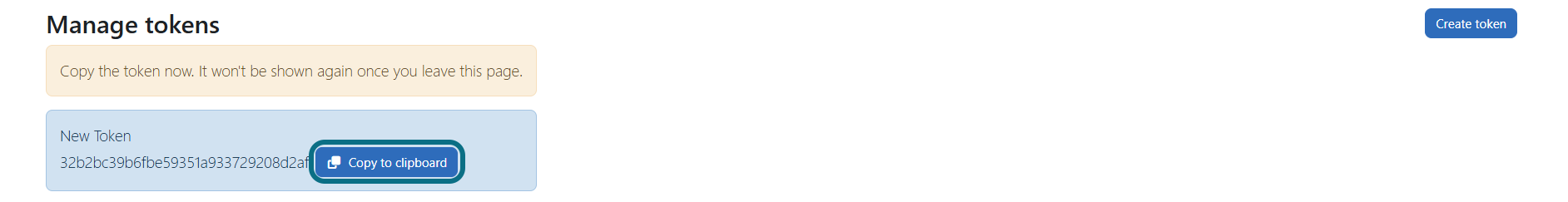 Moodle copy token to clipboard