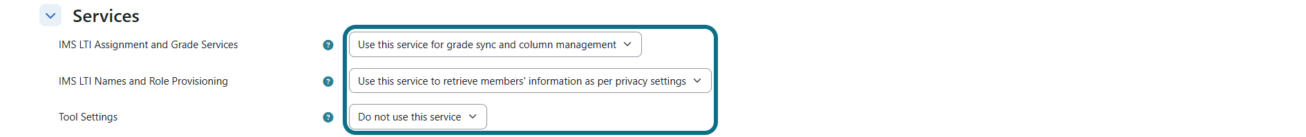 Moodle edit the Services section