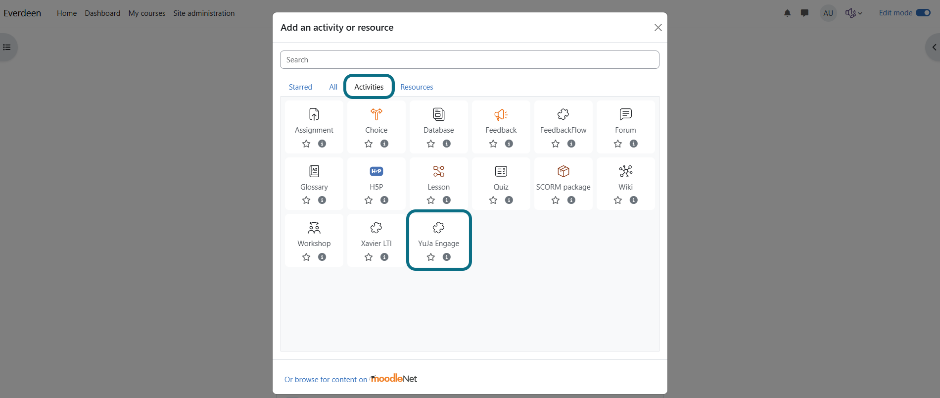Engage select the external tool