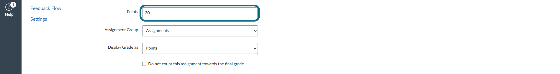 Canvas assign points to the assignment
