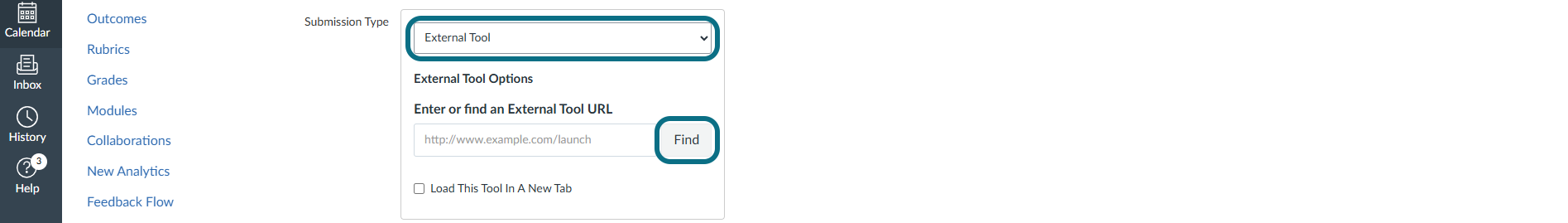 Canvas find External Tool