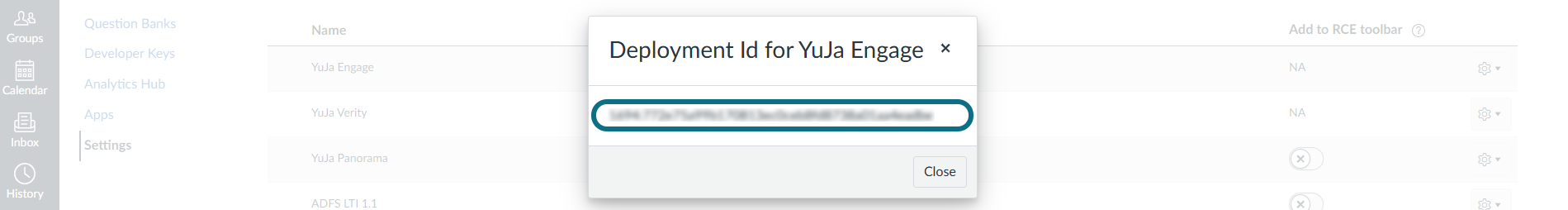 Canvas copying the Deployment Id