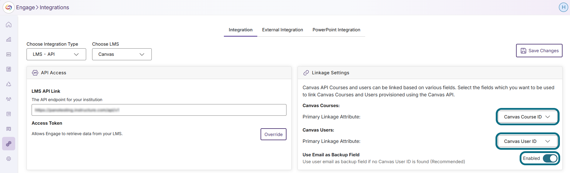 Engage adjusting Linkage Settings