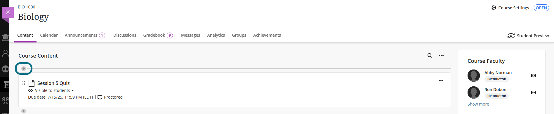 Blackboard Ultra add content