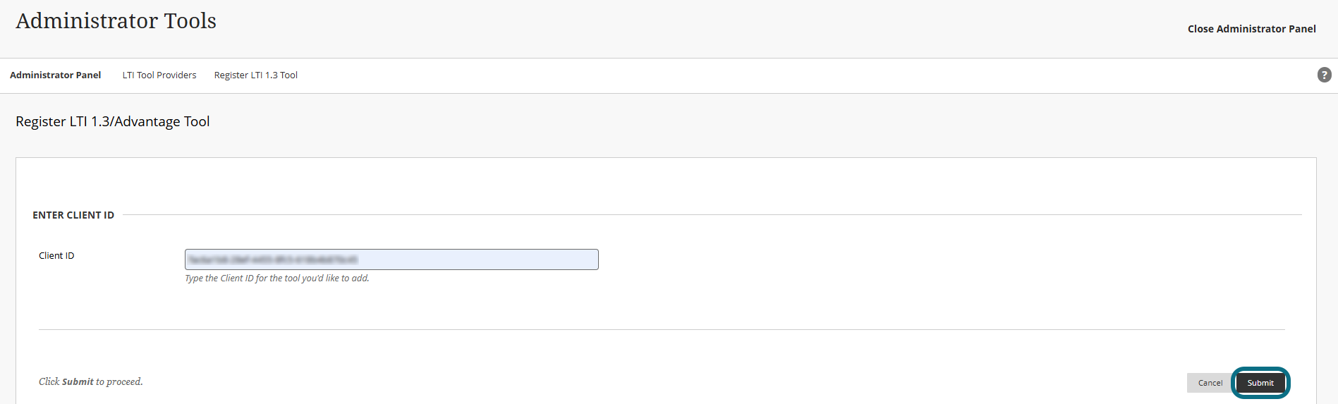 Blackboard Ultra Submit LTI fields