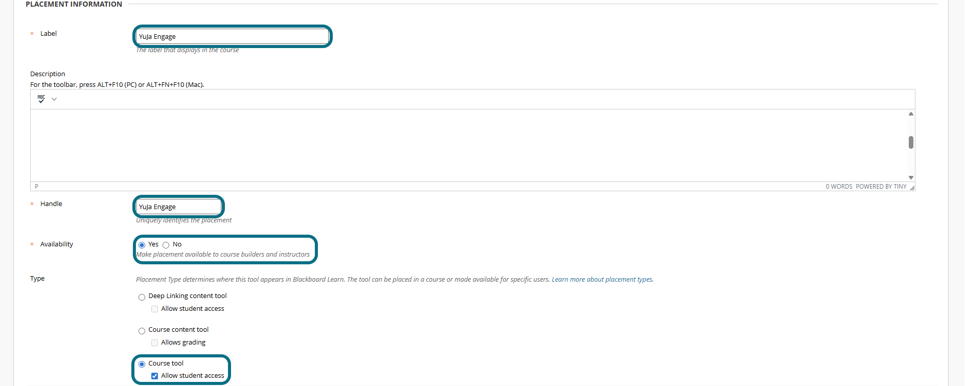 Blackboard Ultra enter Engage information