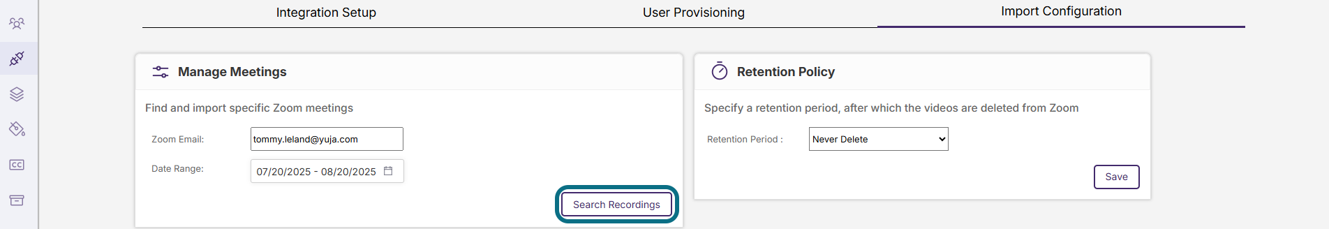 Lumina Search zoom recording circled