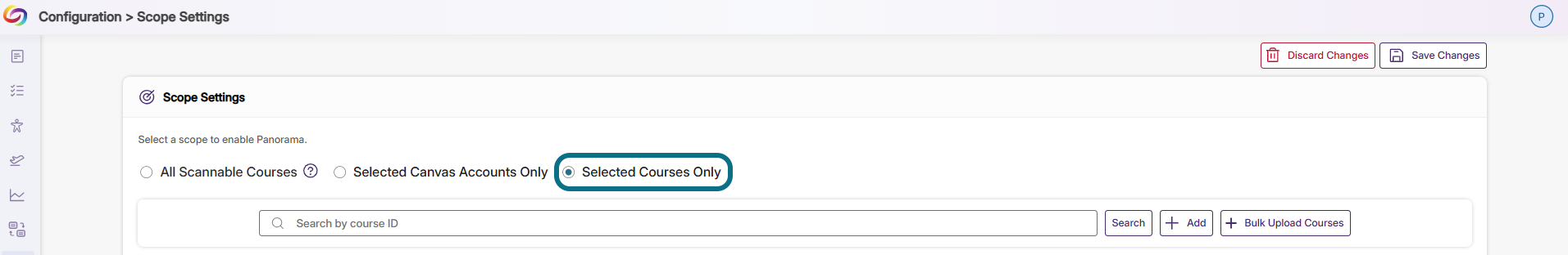 Panorama Selected Courses Only