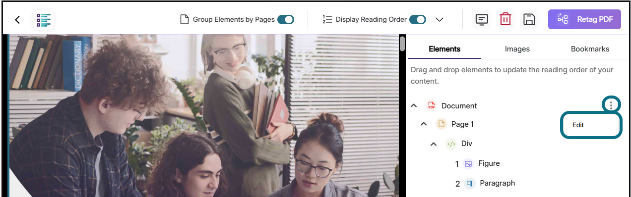 Panorama Structural Remediation with document more actions button circled