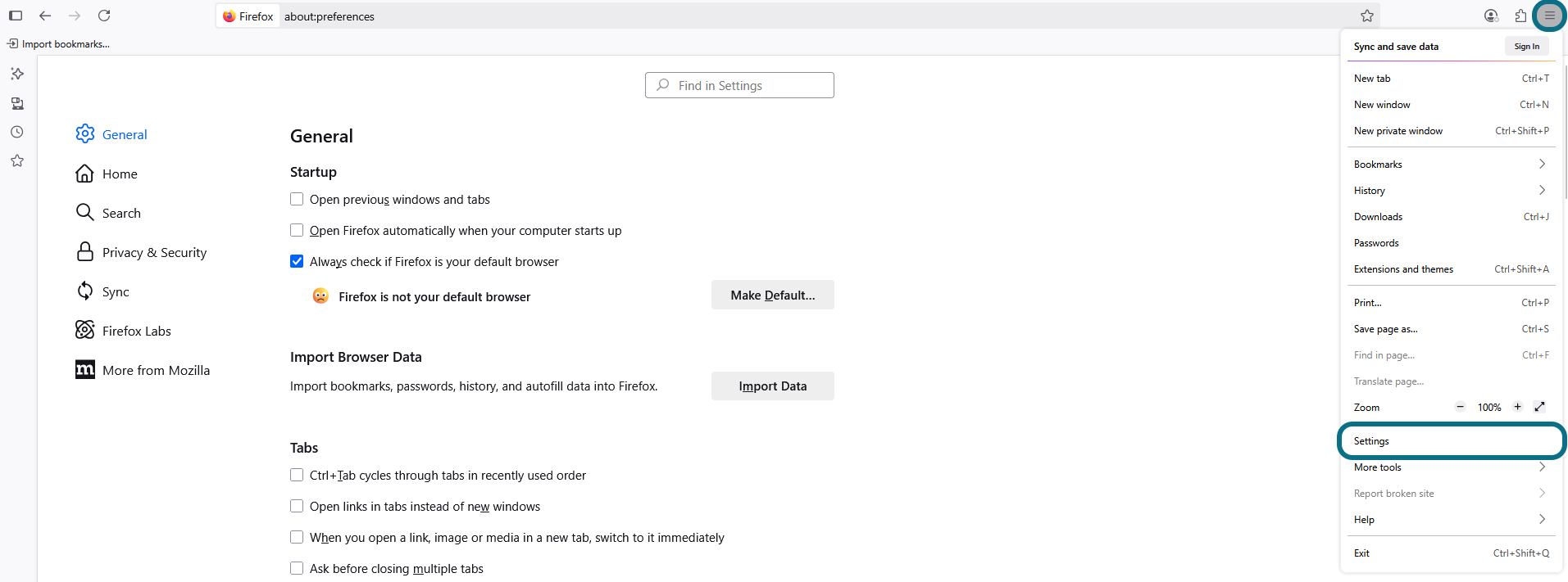 Firebox Settings