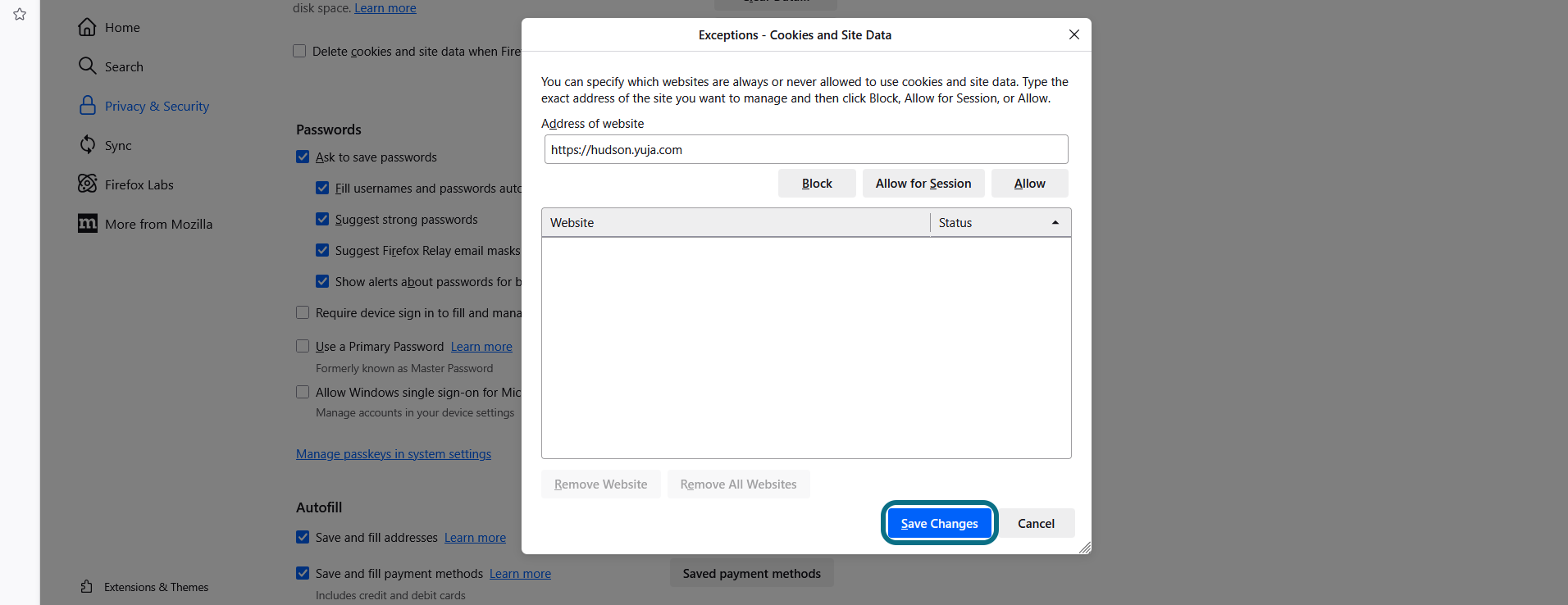Firefox enter Video PLatform URL