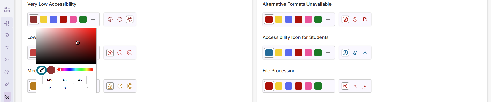 Panorama Brand Settings with eyedropper button circled