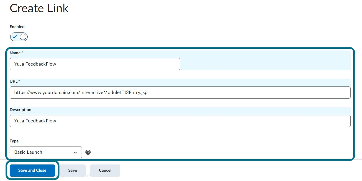 The Create Link page highlighting the FeedbackFlow link creation.