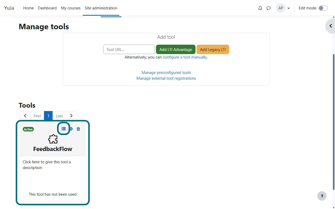 The View Configuration Details icon of the FeedbackFlow tool.