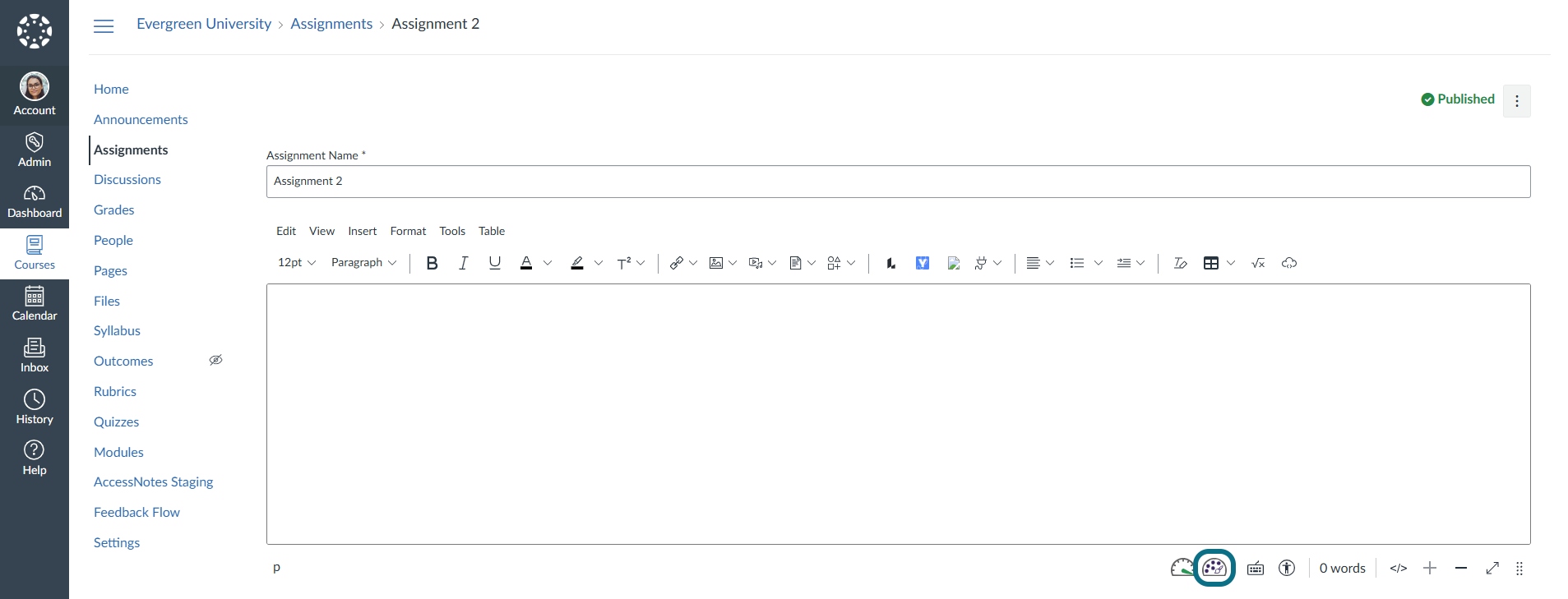 LMS edited page with LMS Content Designer button circled