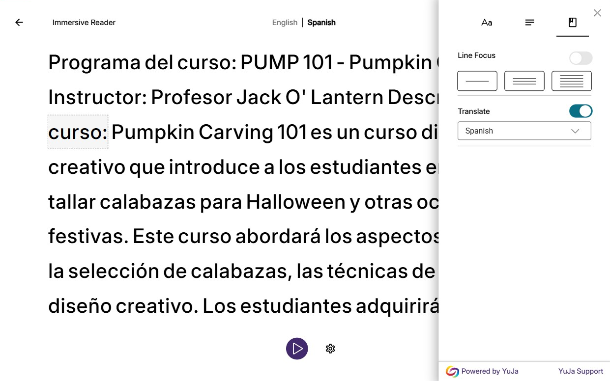 Displaying the translation of the text.