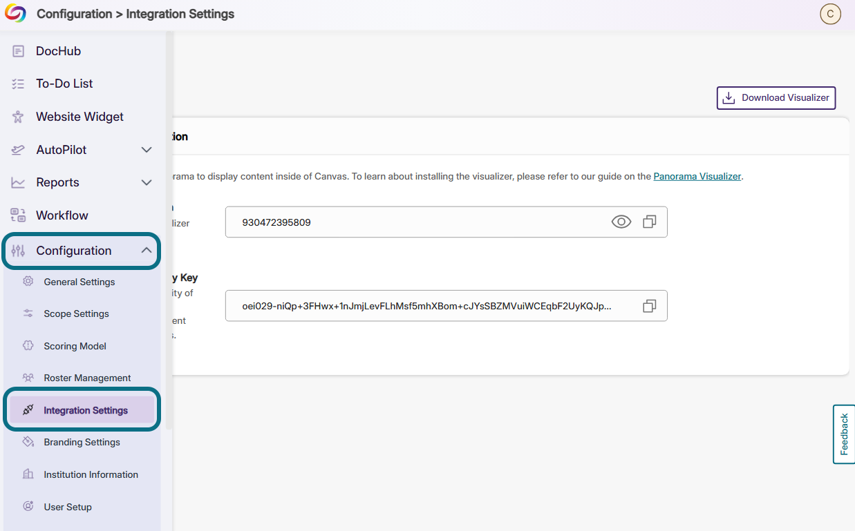 integration settings is under configuration.