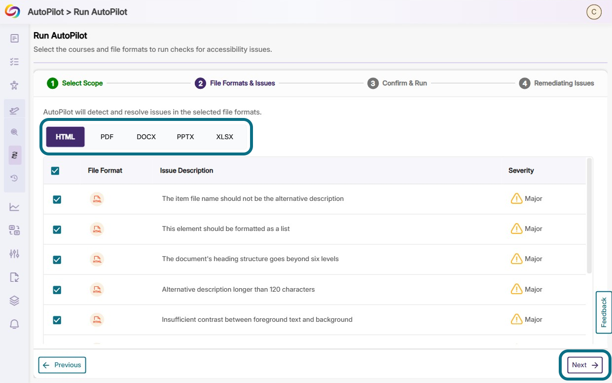 Configuring the file formats and issues to run AutoPilot.