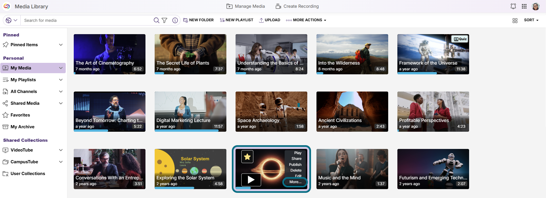 Lumina Manage Media with more button circled