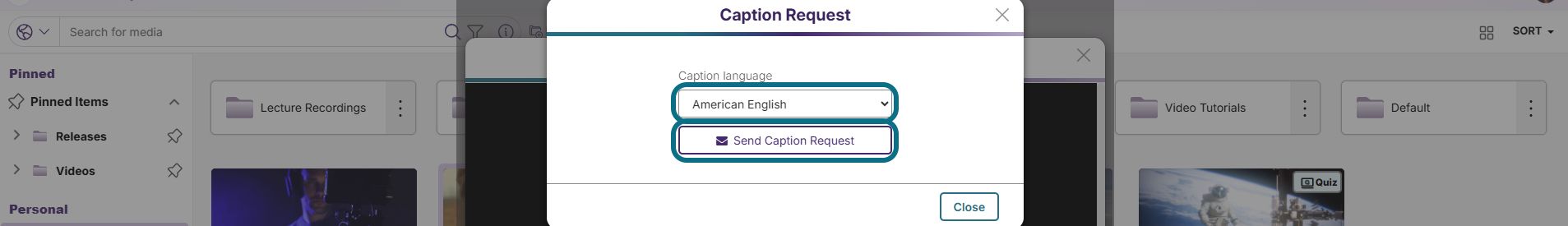 Lumina Send Caption Request