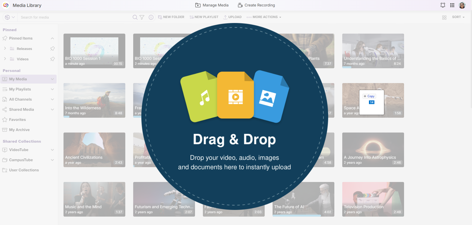 Lumina drag and drop files