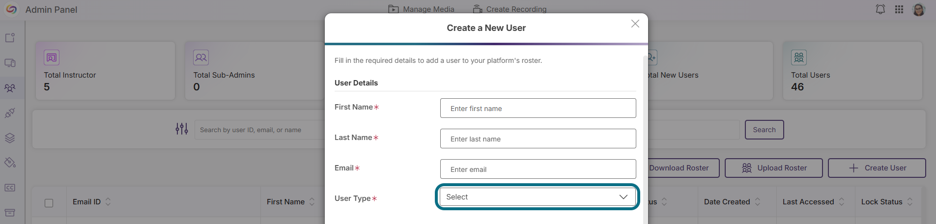 Lumina select User Type